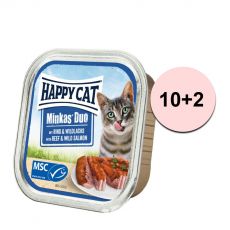 Happy Cat Minkas Duo – hovězí a divoký losos 100g 10+2 GRATIS