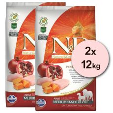 Farmina N&D dog GF PUMPKIN adult medium/maxi, chicken & pomegranate – 2 x 12 kg